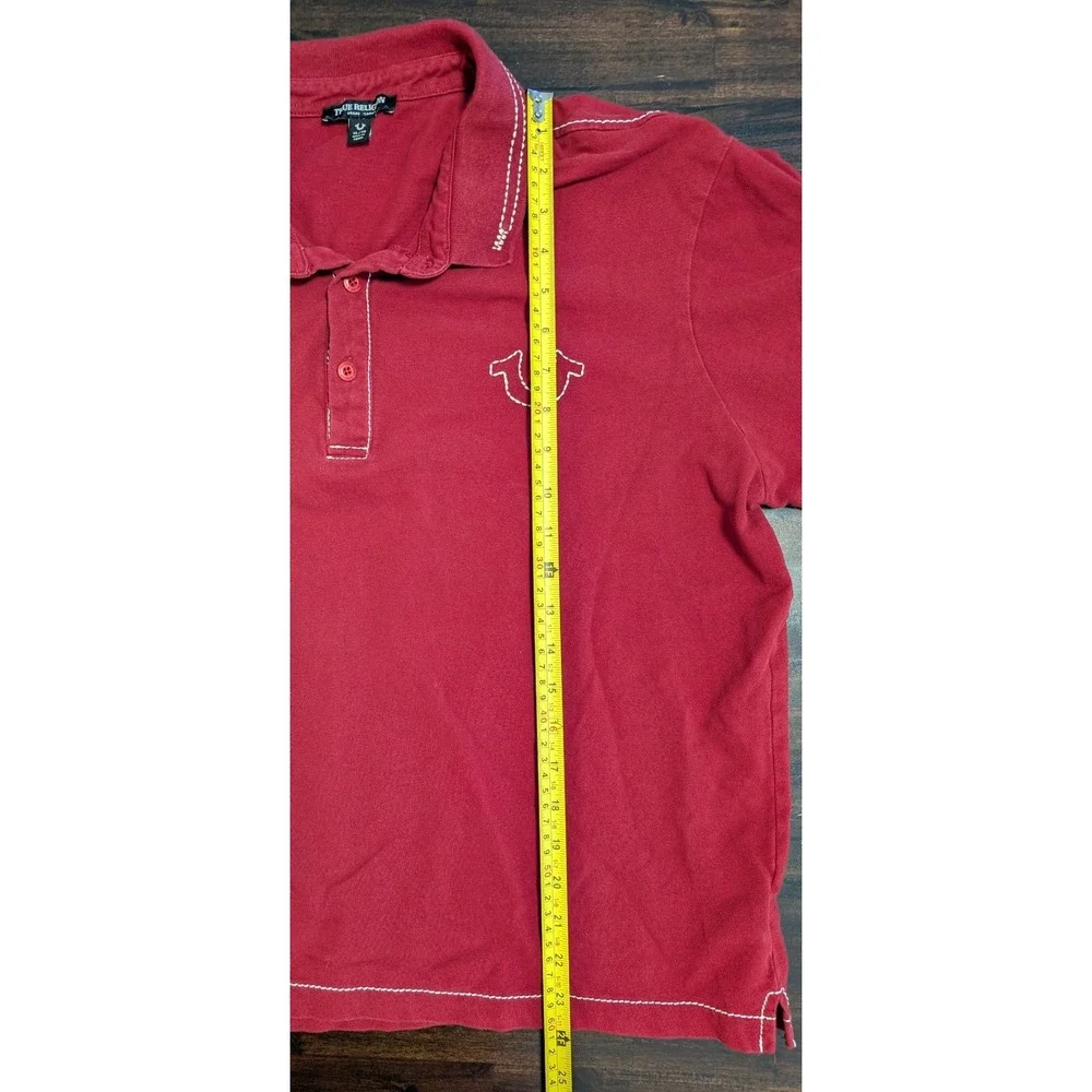 Lot of 2 True Religion Men's Polo Shirts XL Black Red Contrast Stitch Graphic